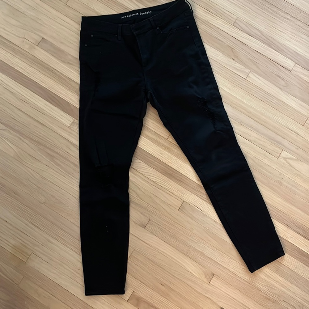 Articles of Society distressed black jean
